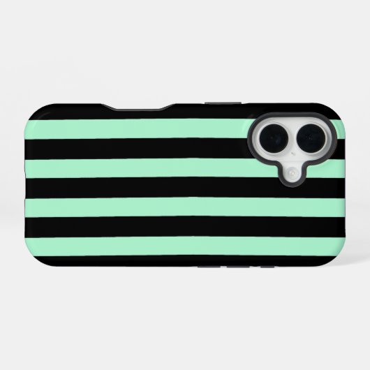 Black and Mint Green iPhone 16 Hoesje (Achterkant horizontaal)