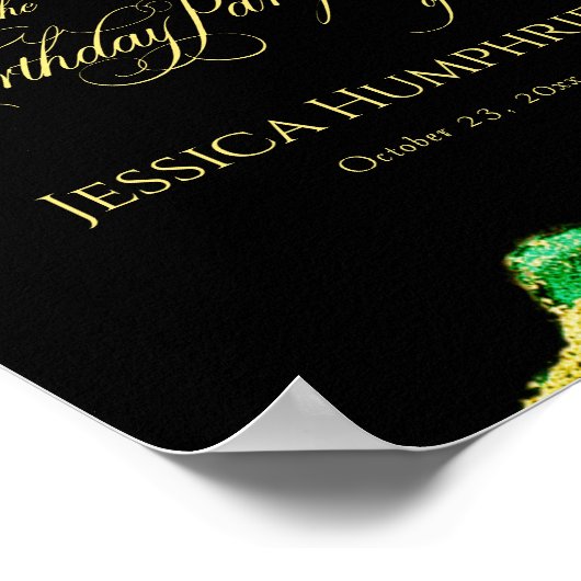 Black and Moody Emerald Bronze Birthday Welcome Poster (Hoek)