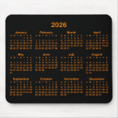 Black and Orange 2026 Calendar Muismat (Voorkant)