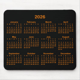 Black and Orange 2026 Calendar Muismat