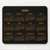 Black and Orange 2026 Calendar Muismat (Voorkant)