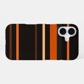 Black and Orange Bold Stripe Pattern iPhone 16 Hoesje (Achterkant horizontaal)