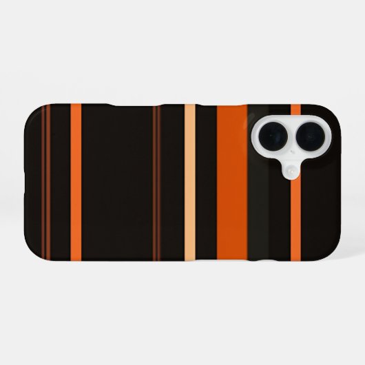 Black and Orange Bold Stripe Pattern iPhone 16 Hoesje (Achterkant horizontaal)
