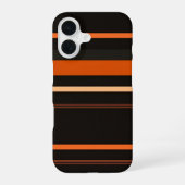 Black and Orange Bold Stripe Pattern iPhone 16 Hoesje (Achterkant)