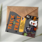 Black and Orange Costume Halloween Trick or Treat  Kaart