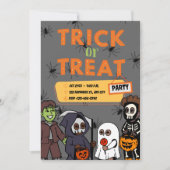 Black and Orange Costume Halloween Trick or Treat Kaart (Voorkant)