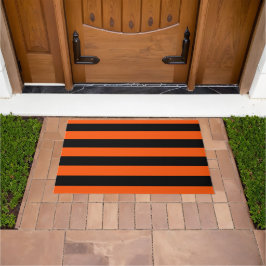 Black and Orange Halloween Stripes  Deurmat