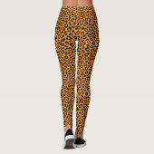 Black and orange Leopard Print Fun Safari Pattern Leggings (Achterkant)