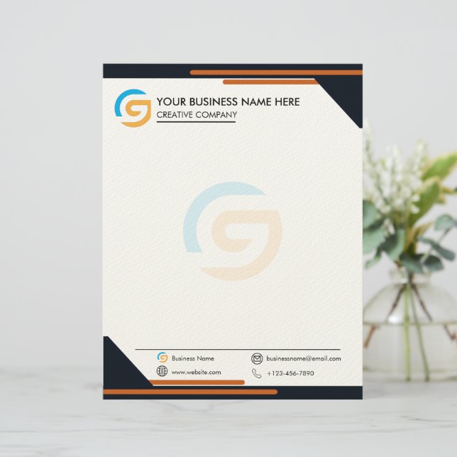 Black and Orange Modern Business Letterhead Briefhoofd (Staand voorkant)