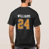 Black and Orange School Spirit Custom Baseball T-shirt (Achterkant)