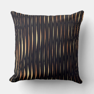 Black and Orange Stripe Abstract Throw Pillow  Kussen