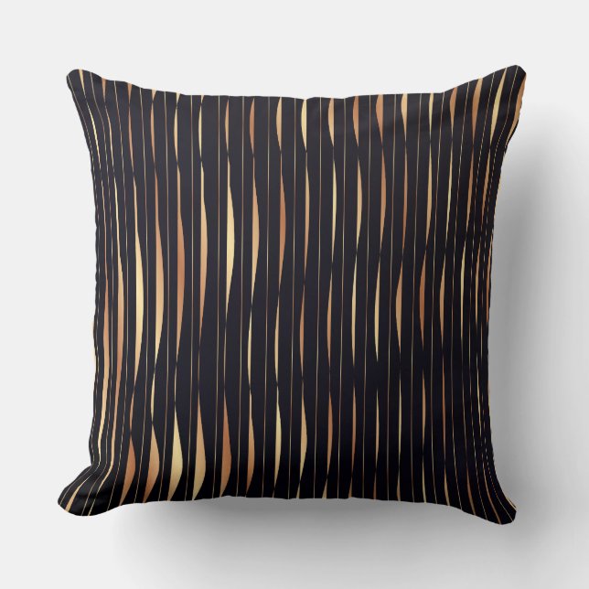 Black and Orange Stripe Abstract Throw Pillow  Kussen (Voorkant)