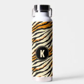 Black and Orange Tiger Pattern Monogram Waterfles (Voorkant)