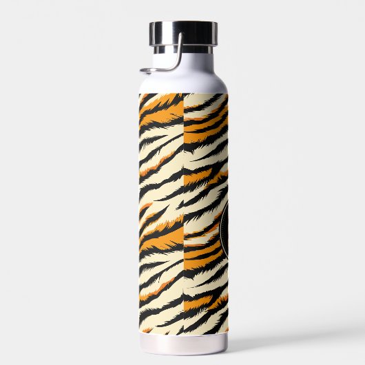 Black and Orange Tiger Pattern Monogram Waterfles (Rechts)