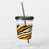 Black and Orange Tiger Stripes Monogram Acryl Drinkbeker (Links)