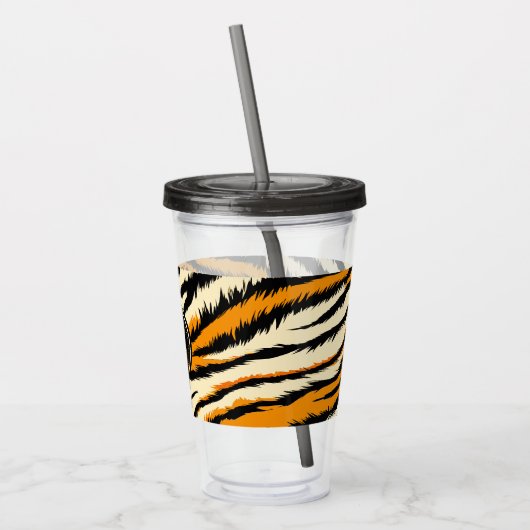 Black and Orange Tiger Stripes Monogram Acryl Drinkbeker (Links)