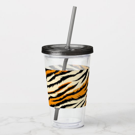 Black and Orange Tiger Stripes Monogram Acryl Drinkbeker (Achterkant)
