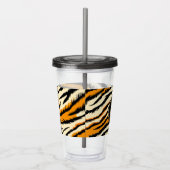 Black and Orange Tiger Stripes Monogram Acryl Drinkbeker (Rechts)