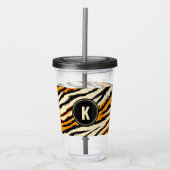 Black and Orange Tiger Stripes Monogram Acryl Drinkbeker (Voorkant)