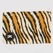 Black and Orange Tiger Stripes Monogram Golfhanddoek (Horizontaal)