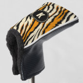 Black and Orange Tiger Stripes Monogram Golfheadcover (3/4 voorkant)