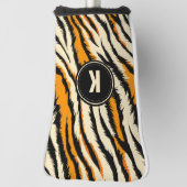 Black and Orange Tiger Stripes Monogram Golfheadcover (Draai 90)