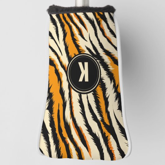 Black and Orange Tiger Stripes Monogram Golfheadcover (Draai 90)