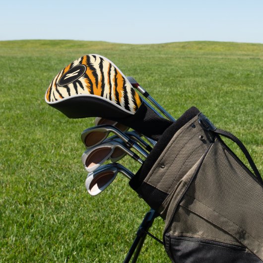 Black and Orange Tiger Stripes Monogram Golfheadcover (Insitu)