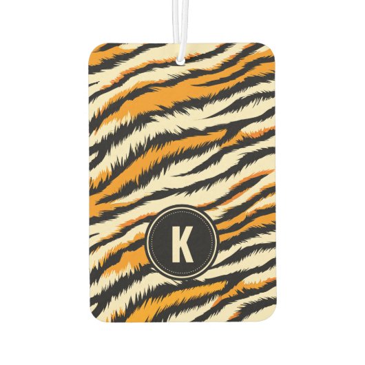 Black and Orange Tiger Stripes Monogram Luchtverfrisser (Achterkant)