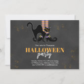 Black and Orange Witch Black Cat Birthday Party Kaart (Voorkant)