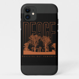 Black and Oranje Futuristic Peace iPhone 11 Hoesje