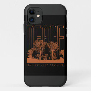Black and Oranje Futuristic Peace iPhone 11 Hoesje