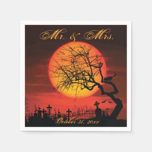 Black and Oranje Halloween Wedding Napkins Servetten (Voorkant)