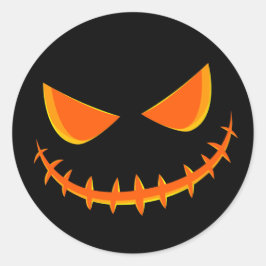 Black and Oranje Happy Jack O Lantern Face Ronde Sticker