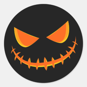 Black and Oranje Happy Jack O Lantern Face Ronde Sticker