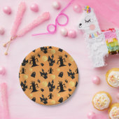 Black and Oranje Haunted House Halloween Papieren Bordje (Feest)