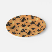 Black and Oranje Haunted House Halloween Papieren Bordje (Gekanteld)