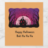 Black and Oranje Haunted House Halloween Wijn Etiket (Enkel label)