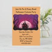 Black and Oranje Scary House Halloween Party Kaart (Staand voorkant)