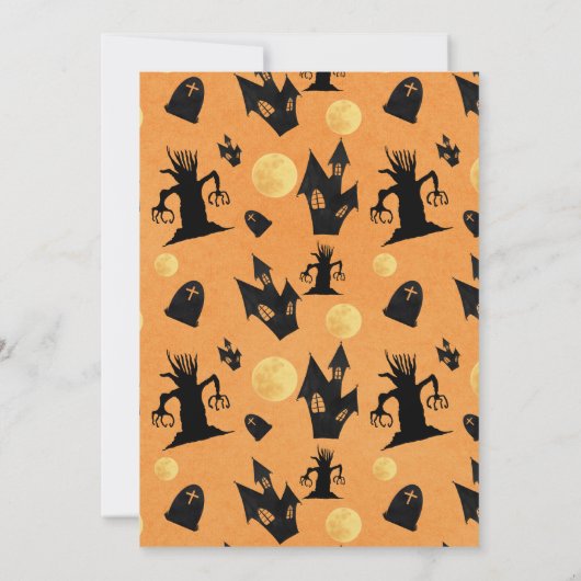 Black and Oranje Scary House Halloween Party Kaart (Achterkant)
