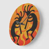 Black and Oranje Southwest Kokopelli Tribal Sun Grote Klok (Hoek)