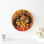 Black and Oranje Southwest Kokopelli Tribal Sun Grote Klok (Huis)