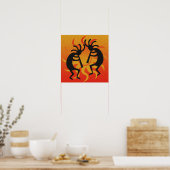 Black and Oranje Southwest Kokopelli Tribal Sun Poster (Keuken)