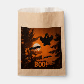 Black and Oranje Spooky Halloween Night Scene Bedankzakje (Voorkant)
