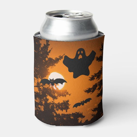 Black and Oranje Spooky Halloween Night Scene Blikjeskoeler (Blikje Voorkant)