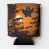 Black and Oranje Spooky Halloween Night Scene Blikjeskoeler (Voorkant)