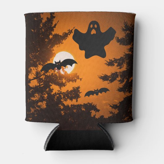 Black and Oranje Spooky Halloween Night Scene Blikjeskoeler (Voorkant)