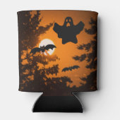 Black and Oranje Spooky Halloween Night Scene Blikjeskoeler (Achterkant)