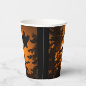 Black and Oranje Spooky Halloween Night Scene Papieren Bekers (Rechts)