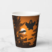 Black and Oranje Spooky Halloween Night Scene Papieren Bekers (Voorkant)